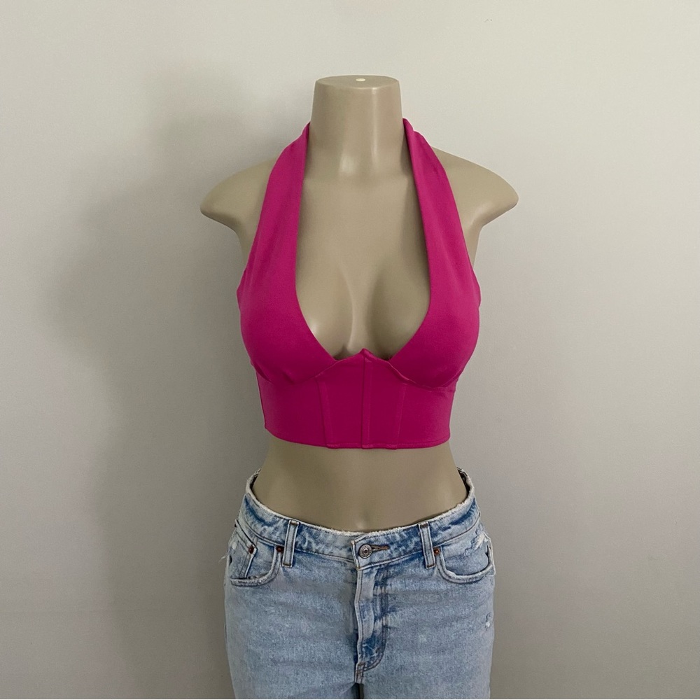 💛 forever 21 corset tie neck tank